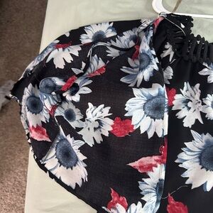 Flying Tomato Black Smocked Cap Sleeve Blouse